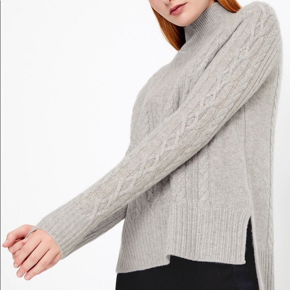 Light Gray Cashmere Turtleneck Sweater